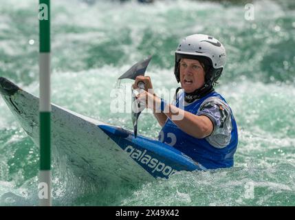 26 aprile 2024: Finn Blackburn (33) durante le prove a squadre olimpiche maschili degli Stati Uniti a Riversport a Oklahoma City, OK. Foto Stock