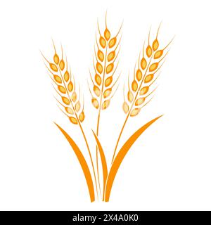 Orecchie di grano su sfondo bianco Illustrazione Vettoriale