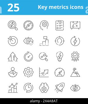 Set di icone 25 Key Performance Metrics (metriche delle prestazioni chiave) - icona Stock (Stock) come file EPS 10 Illustrazione Vettoriale