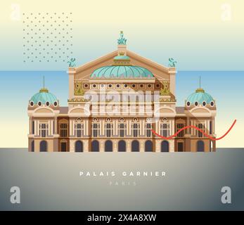 Palais Garnier - Landmark Opera House - Parigi Francia Stock Illustrationas EPS 10 file Illustrazione Vettoriale