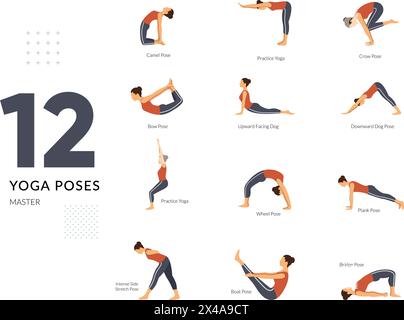 Yoga - vita sana - insieme di pose di Yoga - Stock Illustration as EPS 10 file Illustrazione Vettoriale
