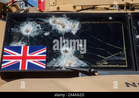 Mosca, Russia. 1 maggio 2024. Un'esposizione di hardware militare catturato dai militari russi nella zona dell'operazione militare speciale russa, sulla collina Poklonnaya di Mosca, in Russia. Crediti: Nikolay Vinokurov/Alamy Live News Foto Stock