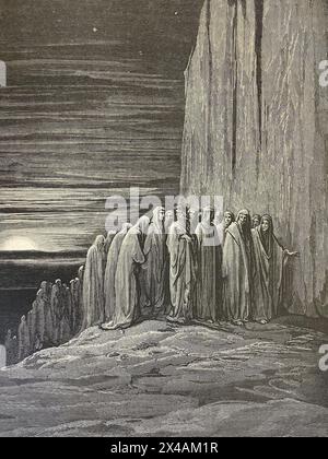 Foto di un'immagine della Divina Commedia, Purgatorio raffigurante Virgilio e Dante Alighieri nel loro viaggio attraverso il Purgatorio Foto Stock