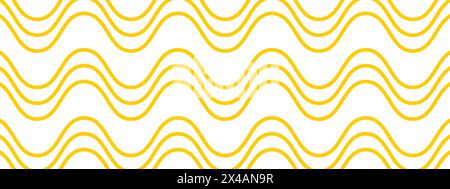 Pasta di noodle o ramen. Pasta, tagliatelle o fondo capellini. Motivo di spaghetti curvati. Linee orizzontali gialle ondulate. Stampa di cibo tradizionale italiano, cinese del Giappone. Illustrazione piatta vettoriale. Illustrazione Vettoriale