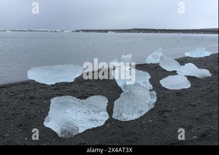 Diamond Beach (Jökulsárlón), sulla costa meridionale dell'Islanda Foto Stock