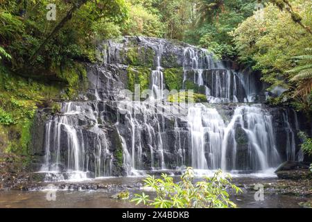 Purakaunui Falls, Purakaunui, Catlins Coast, Otago, nuova Zelanda Foto Stock