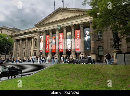 MELBOURNE, AUSTRALIA - 12 APRILE 2024: Ingresso principale della Biblioteca di Stato Foto Stock