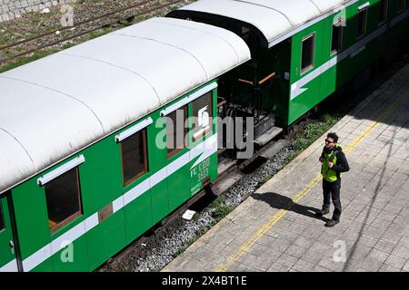 Treno Sila, treno turistico, stazione ferroviaria Camigliatello Silano, Calabria, Italia Foto Stock