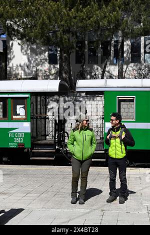 Treno Sila, treno turistico, stazione ferroviaria Camigliatello Silano, Calabria, Italia Foto Stock