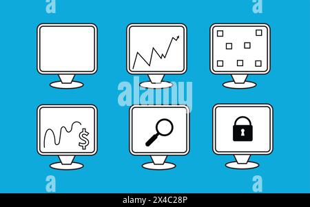 ICONE DEL COMPUTER IN MINIATURA Illustrazione Vettoriale