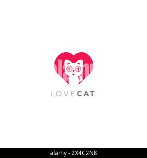 Adorate il logo Cat Design semplice. logo petshop Illustrazione Vettoriale