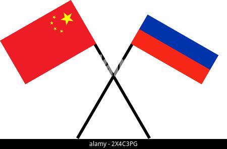 Bandiere amico paese Cina e Russia Illustrazione Vettoriale