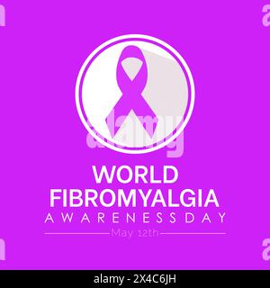 Illustrazione vettoriale World Fibromialgia Health awareness. Modello vettoriale di prevenzione delle malattie per banner, scheda, sfondo. Illustrazione Vettoriale