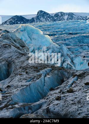 Ghiacciaio di Hahn. Paesaggio nel fiordo di Johan Petersen, un ramo del Sermilik Icefjord, regione di Ammassalik, Groenlandia, territorio danese. Foto Stock