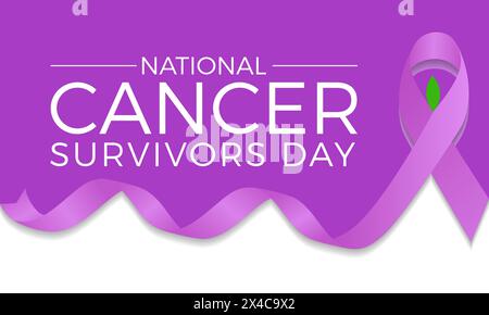 Illustrazione vettoriale di sensibilizzazione sanitaria National Cancer Survivors Day. Modello vettoriale di prevenzione delle malattie per banner, scheda, sfondo. Illustrazione Vettoriale