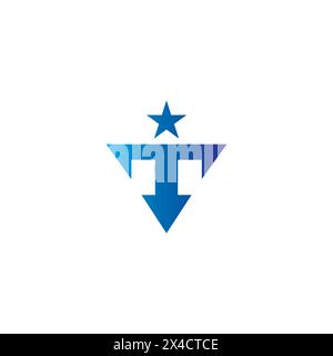 Logo T Star Design semplice e moderno Illustrazione Vettoriale