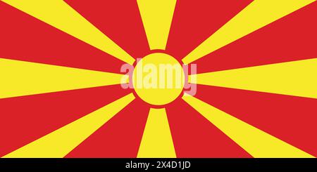 Bandiera nazionale della Macedonia del Nord, segno della Macedonia del Nord, bandiera della Macedonia del Nord Illustrazione Vettoriale