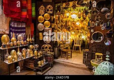 Bellissime lampade e laterali in un negozio - Marrakech, Marocco Foto Stock