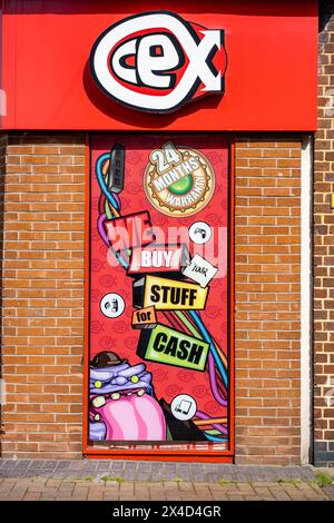 Pubblicità CEX su muro esterno Regno Unito Foto Stock
