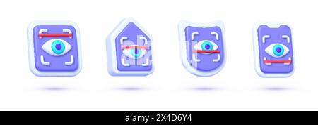 Set 3d Eye Scan, design eccellente per qualsiasi scopo. Concetto di business degli occhi. Progettazione vettoriale Illustrazione Vettoriale