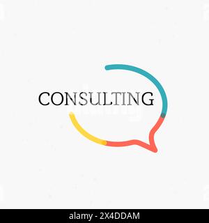 Design del logo della bolla vocale dell'agenzia di consulenza. concetto di comunicazione. servizio di consulenza. Illustrazione vettoriale di stock isolata su sfondo bianco. Illustrazione Vettoriale