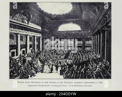 Le donne fanno offerte alla Nazione all'Assemblea Nazionale, il 7 settembre 1789 da ' la rivoluzione francese dall'età di Luigi 14 alla venuta di Napoleone' di Wheeler, Harold Felix Baker, pubblicato nel 1913 Foto Stock