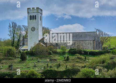 St James the Great Church, Manorbier, Pembrokeshire, Galles Foto Stock