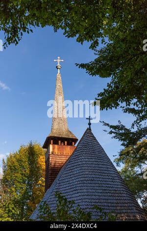 Romania, Transilvania, Sibiu. Complesso del Museo Nazionale ASTRA. Museo all'aperto, che espone costumi popolari, ricami e ceramiche, edificio storico Foto Stock