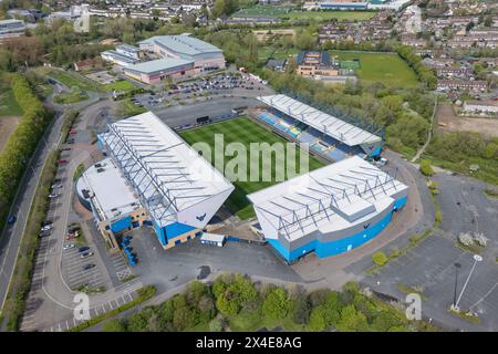 Vista aerea del Kassam Stadium, sede della squadra di calcio dell'Oxford United, Regno Unito. Foto Stock