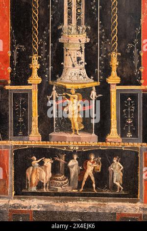 Affresco di Pompei - dettaglio dagli affreschi murali della villa di Vettii, risalente al i secolo d.C.; sito patrimonio dell'umanità dell'UNESCO, Pompei Italia Foto Stock