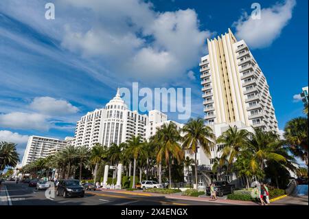 Loews Hotel e Royal Palm Hotel su Collins Avenue. South Beach, Miami Beach, Florida. (Solo per uso editoriale) Foto Stock