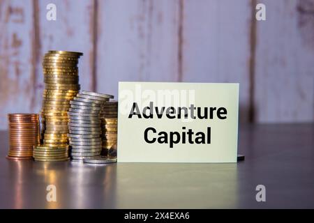 Text Adventure Capital su white paper Foto Stock