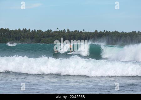 Surf a Nias Island, Sumatra settentrionale, Indonesia Foto Stock