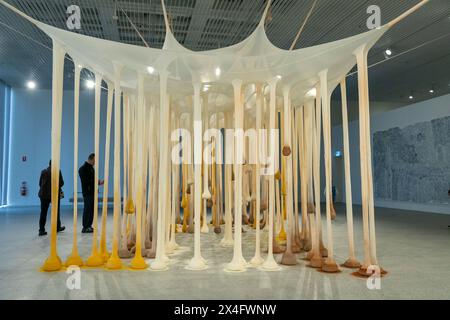 Ernesto Neto's, proprio come Drops in Time, Nothing art installation in Art Gallery of New South Wales extension Naala Badu building, Sydney, Australia Foto Stock
