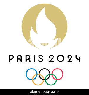 Logo delle Olimpiadi estive 2024. Giochi Olimpici di Parigi 2024. Illustrazione vettoriale, EPS10 Illustrazione Vettoriale