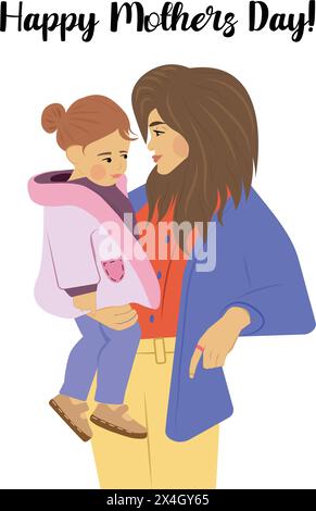 Felice Festa della mamma biglietto di auguri Illustrazione Vettoriale