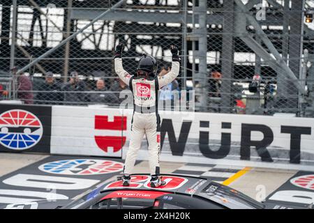 Ryan Truex celebra la sua vittoria per il BetRiver 200 a dover, DE, USA. Foto Stock