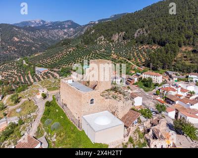 Castello di Hornos de Segura, dal XII al XIV secolo, villaggio di Hornos, Parco naturale delle Sierras de Cazorla, Segura e Las Villas, provincia di Jaén, Anda Foto Stock