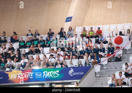 Saint Denis, Francia. 3 maggio 2024. © PHOTOPQR/LE PARISIEN/Olivier Arandel ; Saint-Denis ; 03/05/2024 ; Saint-Denis, Francia Centre aquatique Olympique Paris 2024 World Aquatics World Cup 2024 Natation Artistique Natation Synchronisée *** Local Caption *** LP/ Olivier Arandel crediti: MAXPPP/Alamy Live News Foto Stock