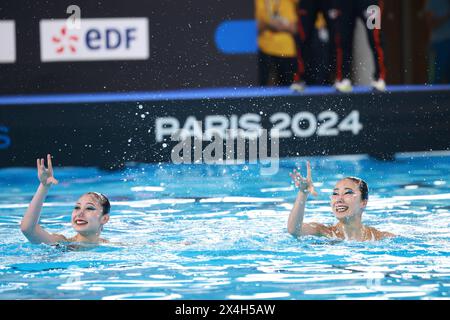 Saint Denis, Francia. 3 maggio 2024. © PHOTOPQR/LE PARISIEN/Olivier Arandel ; Saint-Denis ; 03/05/2024 ; Saint-Denis, Francia Centre aquatique Olympique Paris 2024 World Aquatics World Cup 2024 Natation Artistique Natation Synchronisée *** Local Caption *** LP/ Olivier Arandel crediti: MAXPPP/Alamy Live News Foto Stock