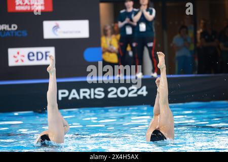 Saint Denis, Francia. 3 maggio 2024. © PHOTOPQR/LE PARISIEN/Olivier Arandel ; Saint-Denis ; 03/05/2024 ; Saint-Denis, Francia Centre aquatique Olympique Paris 2024 World Aquatics World Cup 2024 Natation Artistique Natation Synchronisée *** Local Caption *** LP/ Olivier Arandel crediti: MAXPPP/Alamy Live News Foto Stock