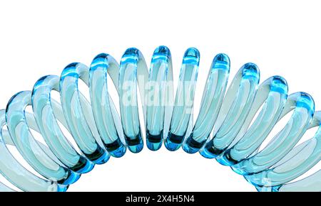 Spirale in vetro blu astratto isolata su sfondo bianco rendering 3d. Foto Stock