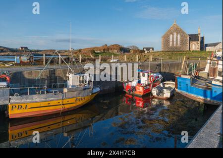 Northbay Harbour sull'isola Ebridea esterna di barra, Scozia Foto Stock