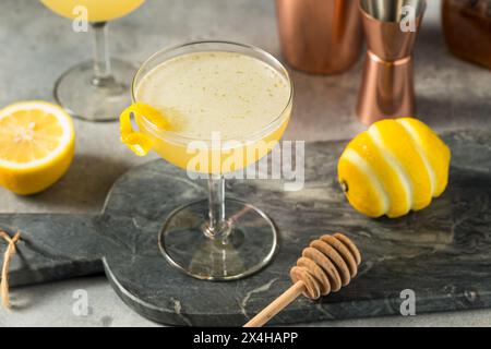 Cocktail rinfrescante di api di limone e ginocchia con gin Foto Stock