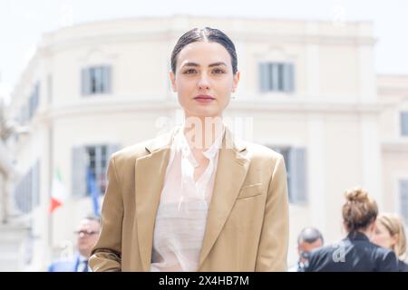 3 maggio 2024, Roma, Italia: L'attrice Romana Maggiora Vergano lascia il Palazzo del Quirinale dopo la cerimonia di presentazione dei premi David di Donatello a Roma (Credit Image: © Matteo Nardone/Pacific Press via ZUMA Press Wire) SOLO USO EDITORIALE! Non per USO commerciale! Foto Stock