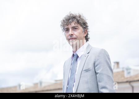 3 maggio 2024, Roma, Italia: L'attore Michele Riondino lascia Palazzo del Quirinale dopo la cerimonia di presentazione dei premi David di Donatello a Roma (Credit Image: © Matteo Nardone/Pacific Press via ZUMA Press Wire) SOLO USO EDITORIALE! Non per USO commerciale! Foto Stock