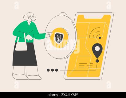 Illustrazione vettoriale del concetto astratto del pulsante di emergenza personale. Illustrazione Vettoriale