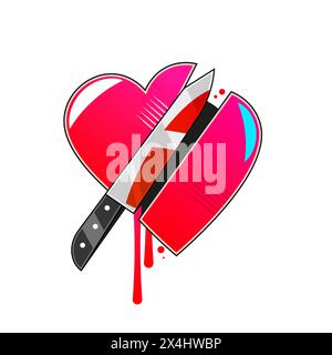 Cuore spezzato rosso o divorzio icona vettoriale piatta per applicazioni e siti Web Illustrazione Vettoriale