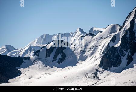 Montagne alte Tien Shan, 4000 metri con ghiacciaio, Ak-su, Kirghizistan Foto Stock