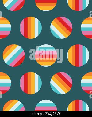 Grazioso motivo vettoriale senza cuciture, tessuto a pois a righe, carta da parati, album. Illustrazione Vettoriale